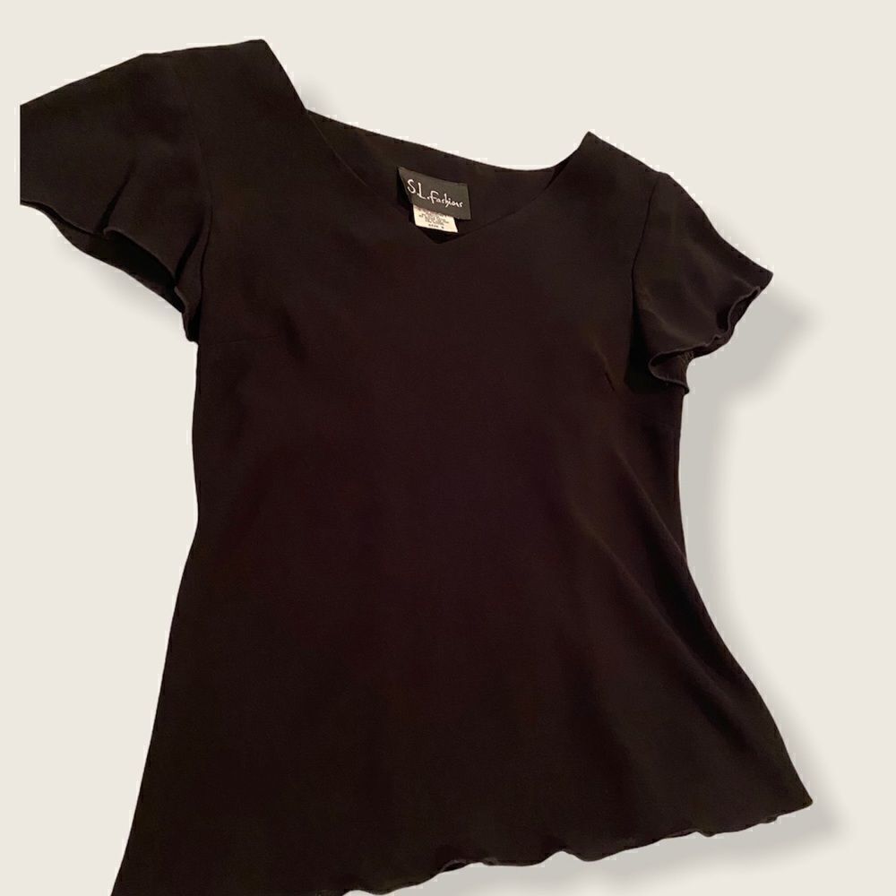 S.L. Fashions Black Dress Shirt Size 8